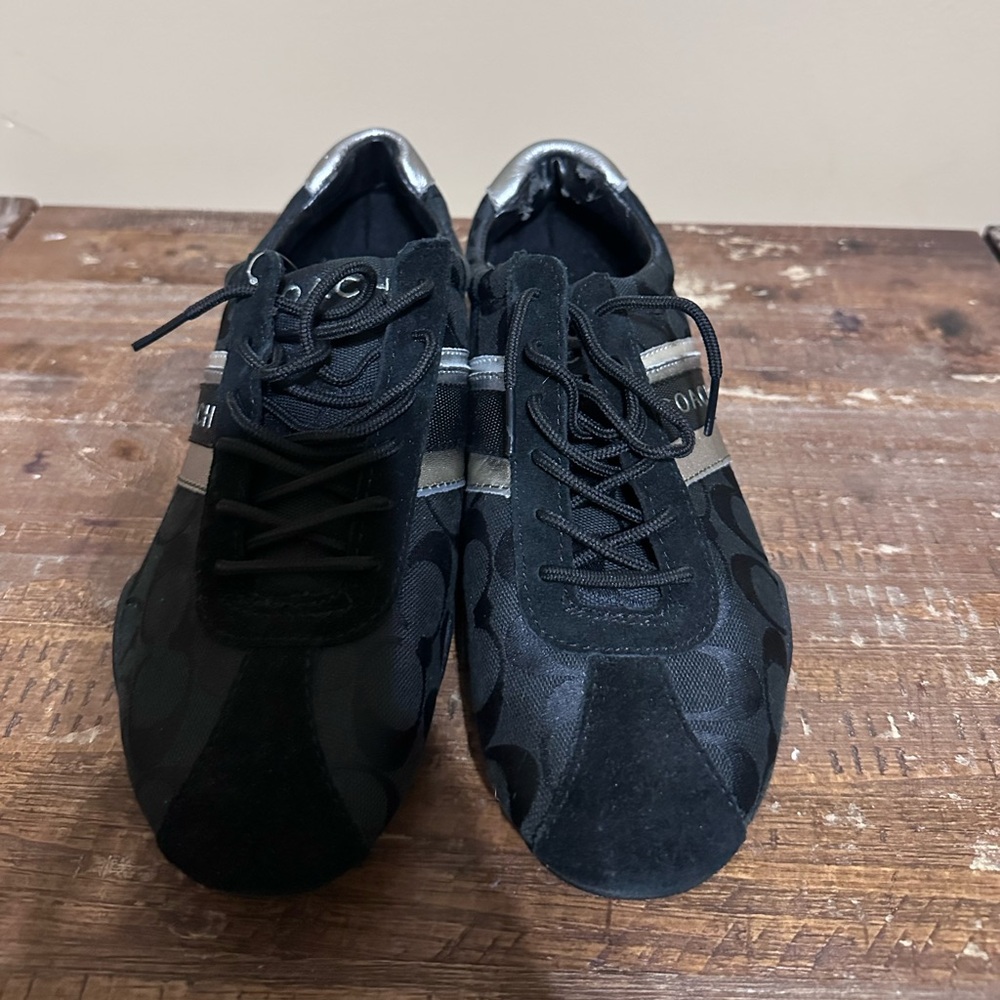COACH Jayme Signature Sneakers Shoes Womens Black Suede Size 10M - Picture 2 of 7
